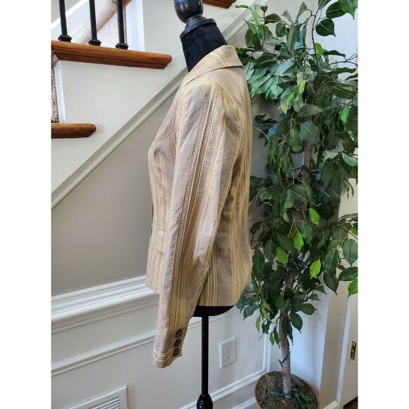 J. Jill Women Tan Polyester & Rayon Three Buttons Single Breasted Blazer Size 4 - Picture 5 of 12